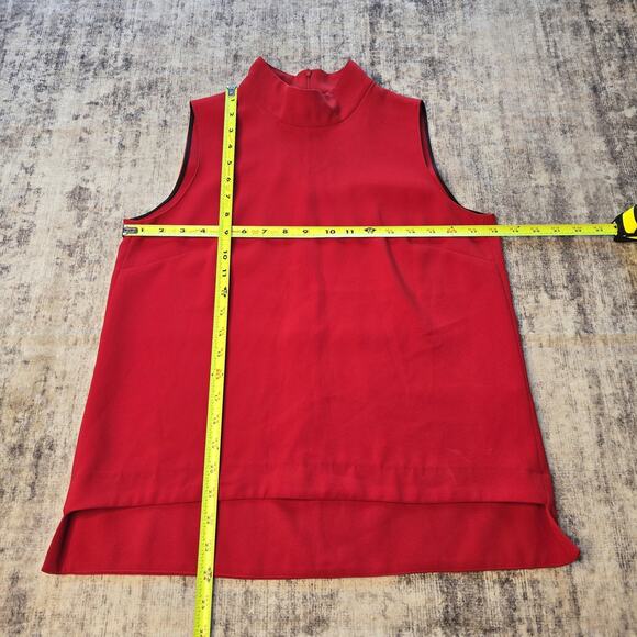 Zara Woman Sleeveless Blouse Womens Small Lipstick Red High Neck Top Modern Work - Picture 6 of 11